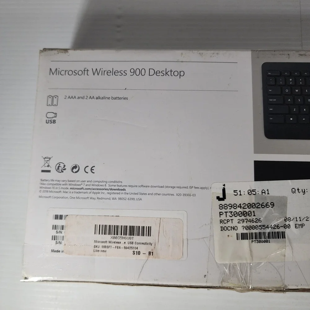 READ Microsoft Wireless 900 Desktop Wireless Keyboard‎ & Mouse NO USB DONGLE